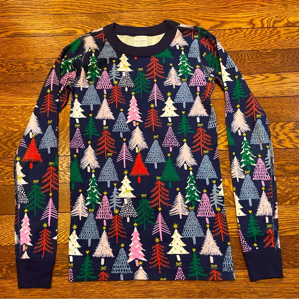 Hanna Andersson Organic Cotton Colorful Christmas Tree Pajamas Top Sz 140 cm 10